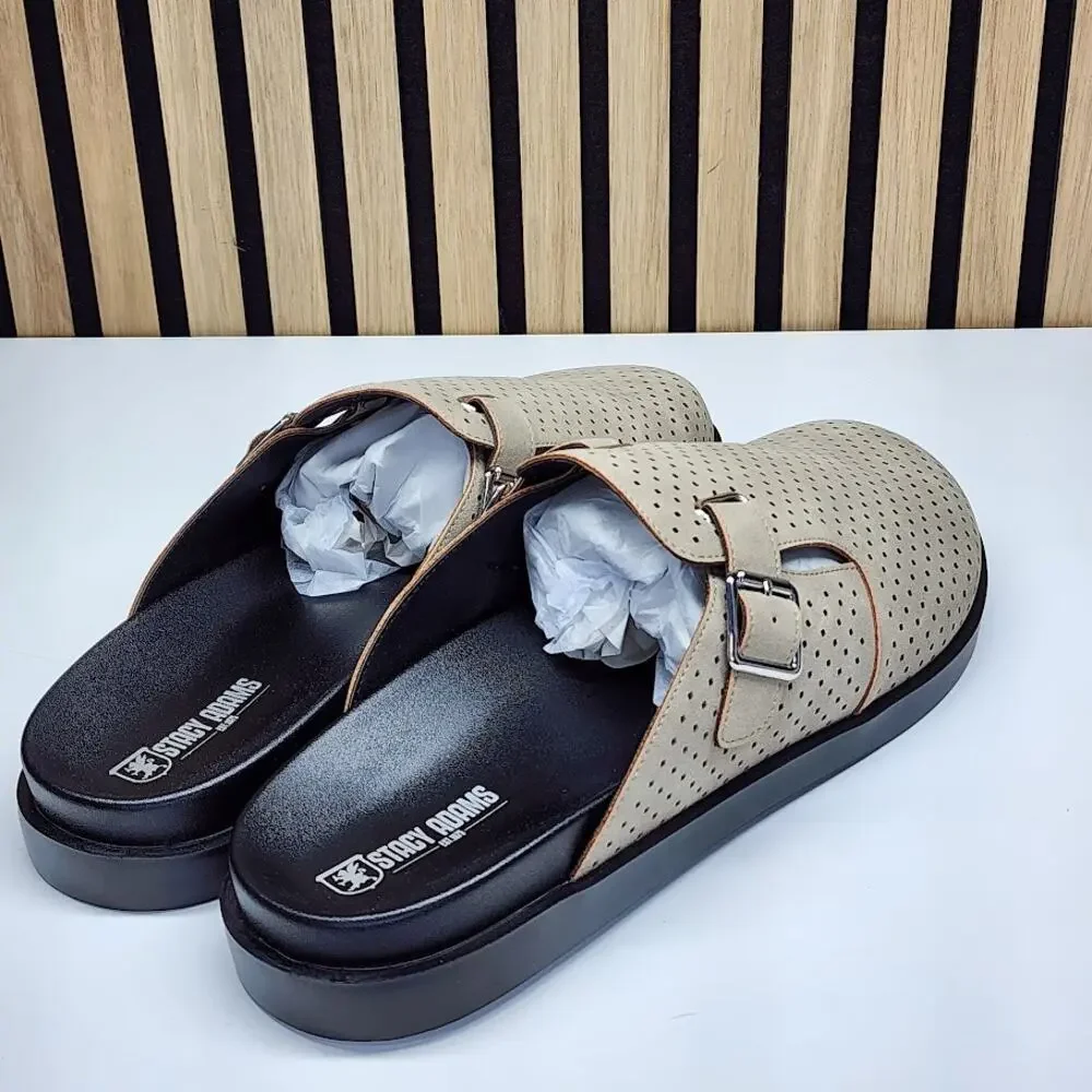 NEW - Stacy Adams Men’s Tan Buckle Slides Casual Slip On Mule Shoes - Size 13 M - Picture 2 of 4